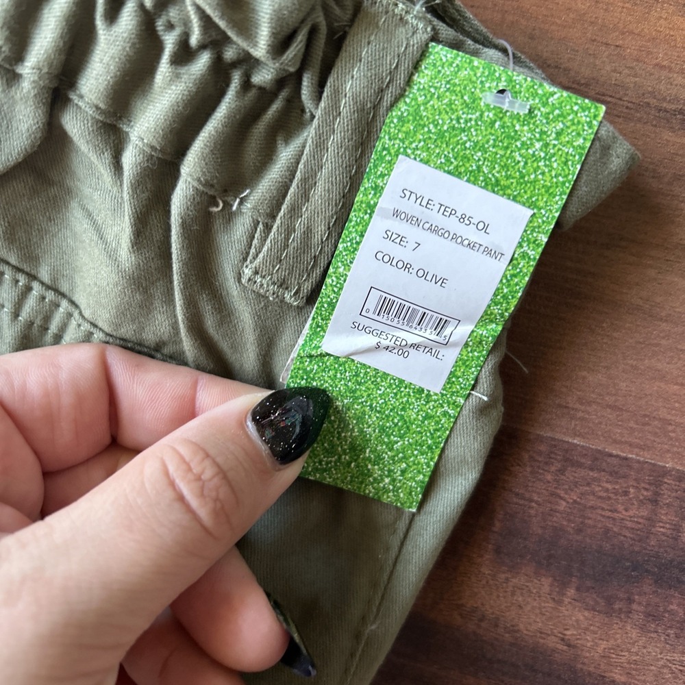 Youth Girls Green Goddess‎ Woven Cargo Pants Army Green Size 7 MSRP 42 - Picture 4 of 5